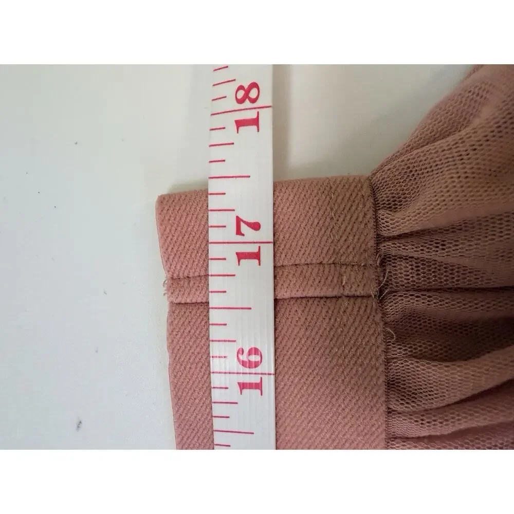 Dusty Rose Sheer Skirt Womens 1X Lace Hem Boho Romantic Knee Length Coqette Pink - Picture 4 of 10